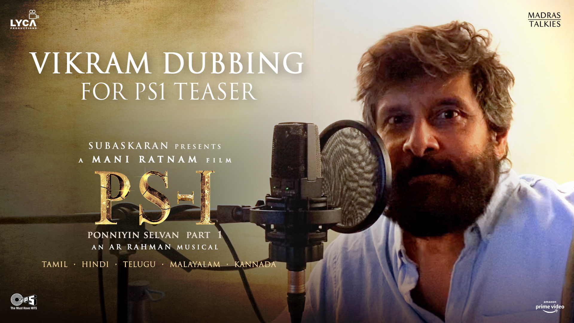 National Award Winner Vikram dubs for the magnum opus PS-1 teaser in all 5 languages
