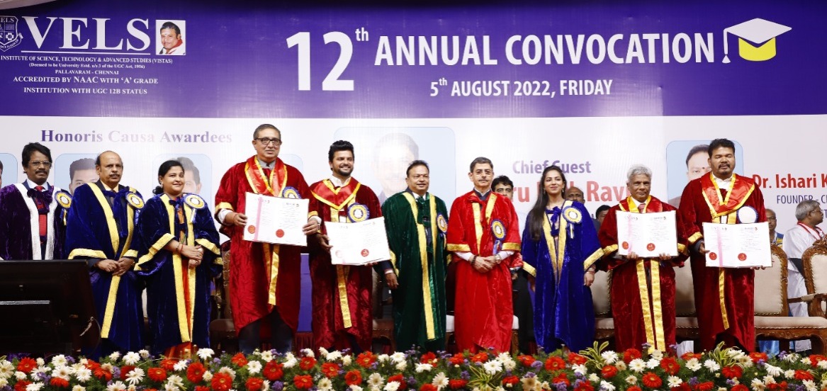 The Twelfth Convocation of the Vels Institute of Science Technology and Advanced Studies (VISTAS) held in its Campus Premises on 05.08.2022 at 12.00 Noon.