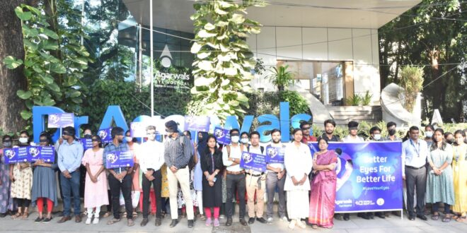 DR. AGARWAL’S EYE HOSPITAL, CHENNAI ORGANISES BLIND-FOLDED HUMAN CHAIN TO CREATE AWARENESS ON VISION IMPAIRMENT